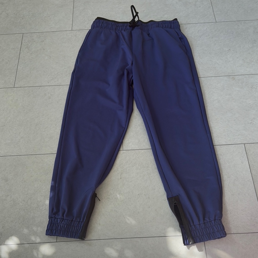 Blue Jogger Pants with Zipper Detail- M